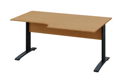 ERK 18 - 168 stůl kancelářský, rohový, pravý, kovová podnož černá, deska 18 mm, široký 1600 mm, buk Royal